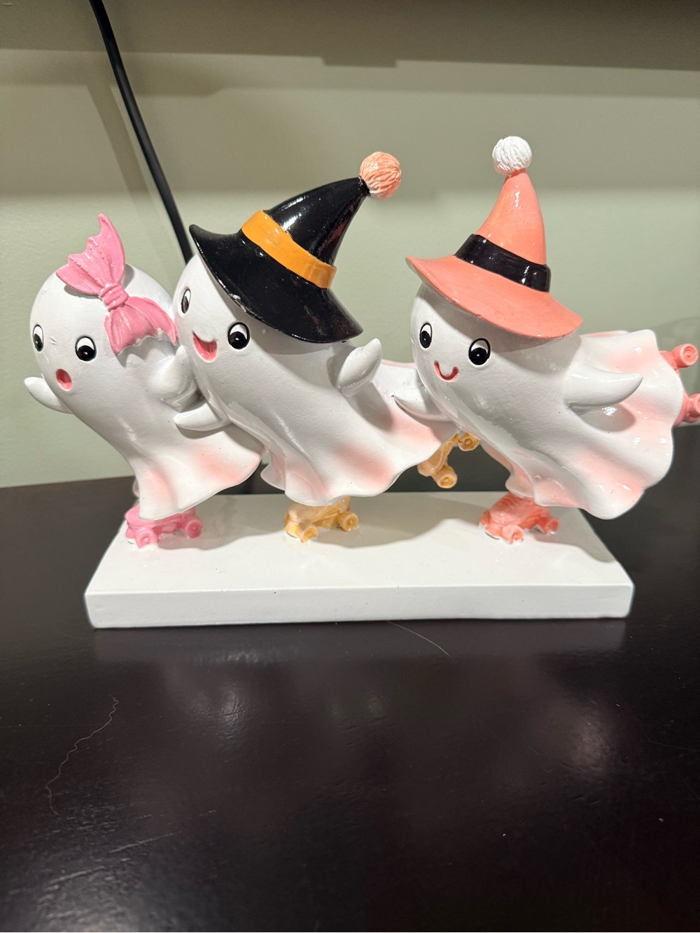 Cute Ghost Trio Halloween Figurine - White and Pink